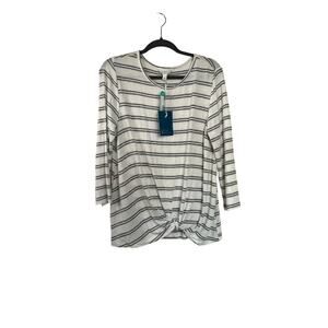 Market & Spruce Samantha Front Twist Brushed Knit Top off White Size Large